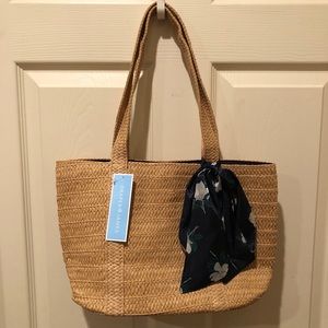 NWT Draper James small straw bag with floral scarf